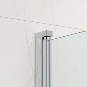 150x105 cm SK Pare-baignoire en verre 2 volets pliants, orientation gauche et droite, chrome (SATVZSKNEW105)