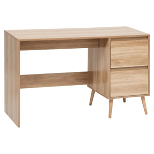 Bureau 2 tiroirs Abana bois clair