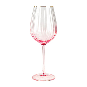 Lot de 4 verres à pied en verre 57,5cl rose GATSBY