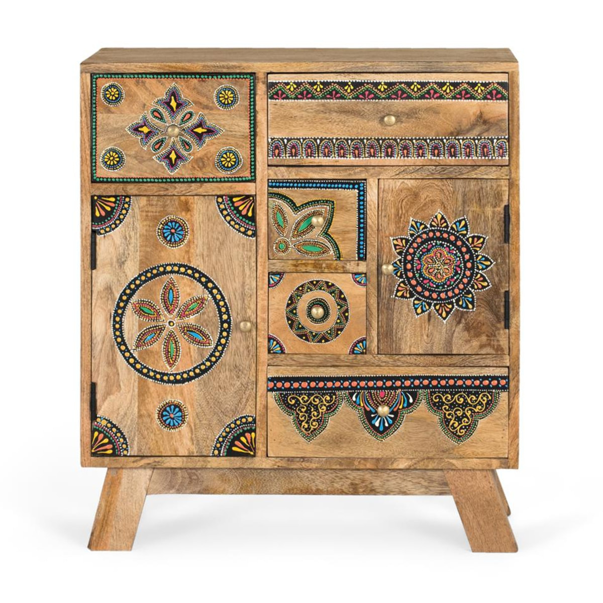Muebles Auxiliare de Madera de Mango, Mdf 61 Cm Estilo Boho Ethnic