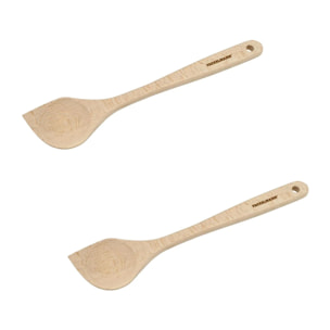 Ensemble de 2 Cuillères de cuisine biseautée en bois FSC Fackelmann