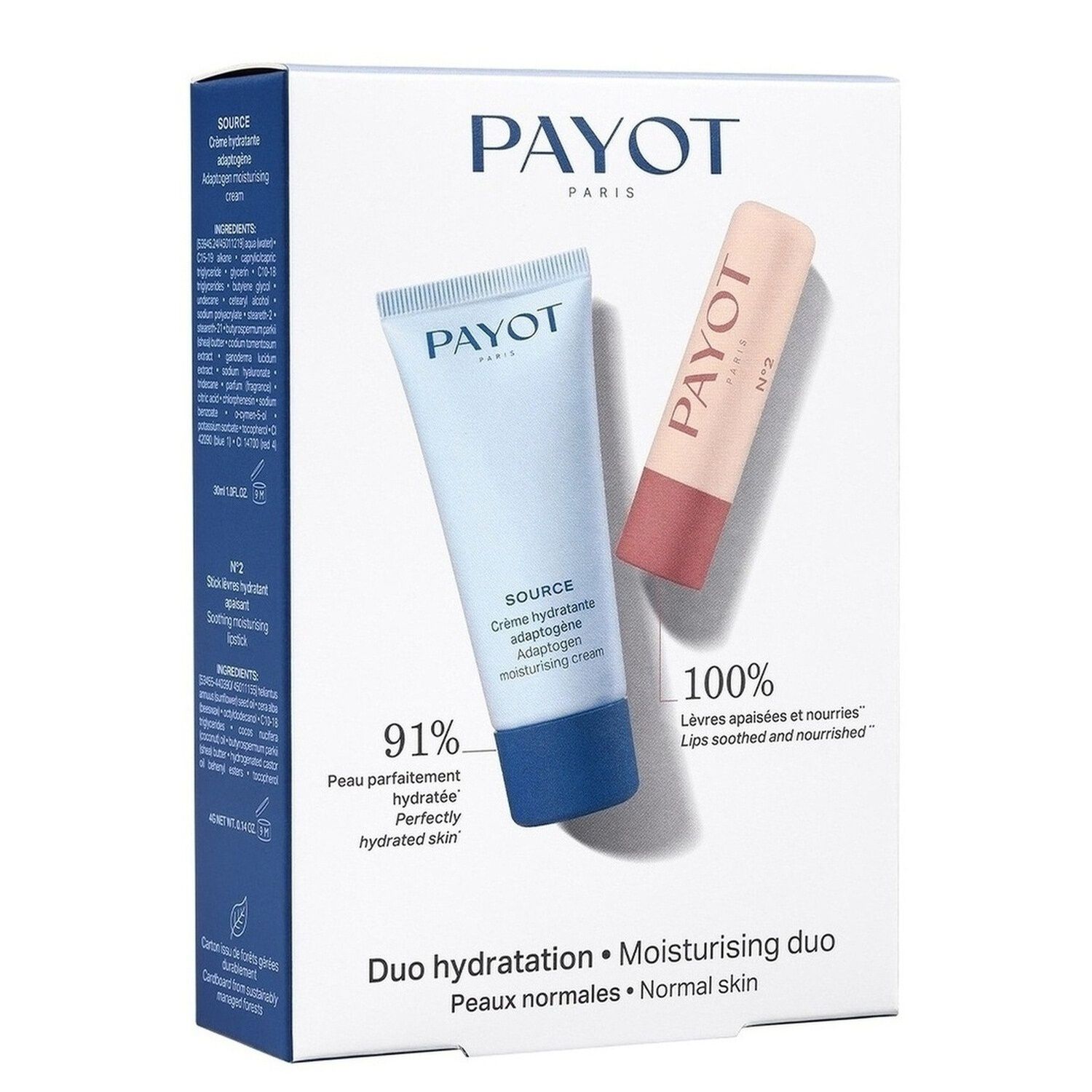 Source - Coffret Crème Hydratante Adaptogène 30 ml + Stick Lèvres Hydratant Apaisant N°2 4g