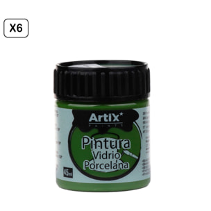 Pacco da 6 Uds. PITTURA CERAMICA E VETRO 45 ml COLORE VERDE