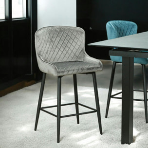Chaise de bar velours gris (lot de 2) ARLINGTON