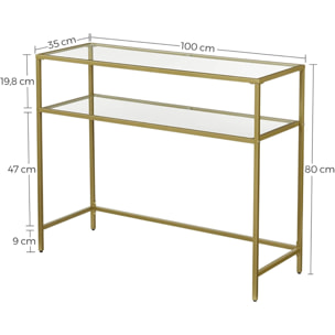 Consolle da salotto moderna in oro e vetro temperato