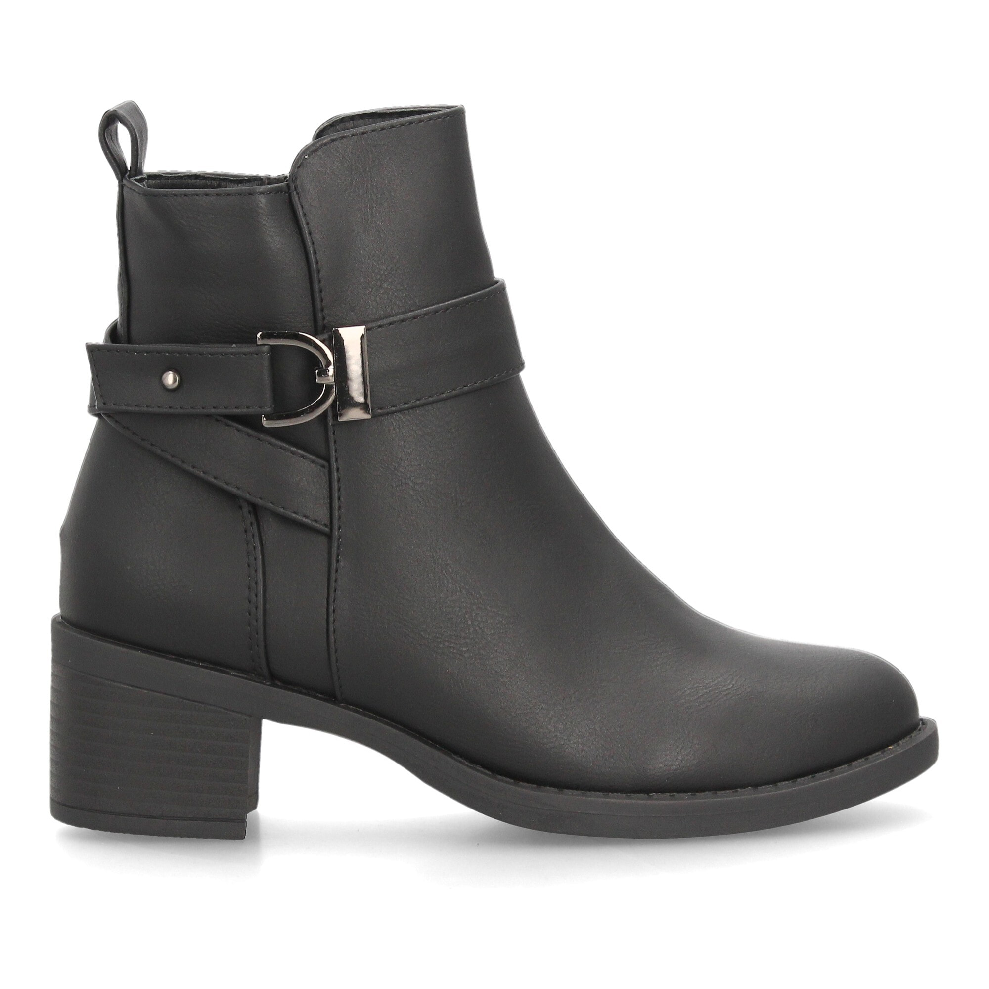 Botines de tacón ancho con hebilla para mujer