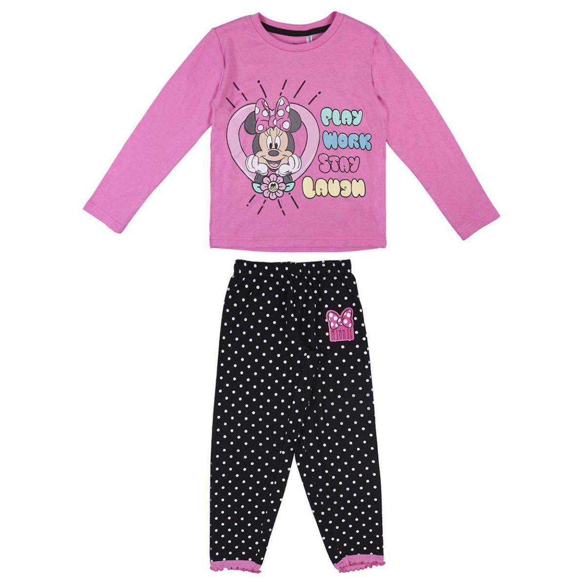 Minnie Pigiama Manica Lunga Rosa e Nero Lei Disney Multicolor