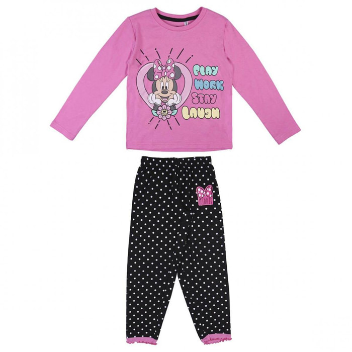 Minnie Pigiama Manica Lunga Rosa e Nero Lei Disney Multicolor