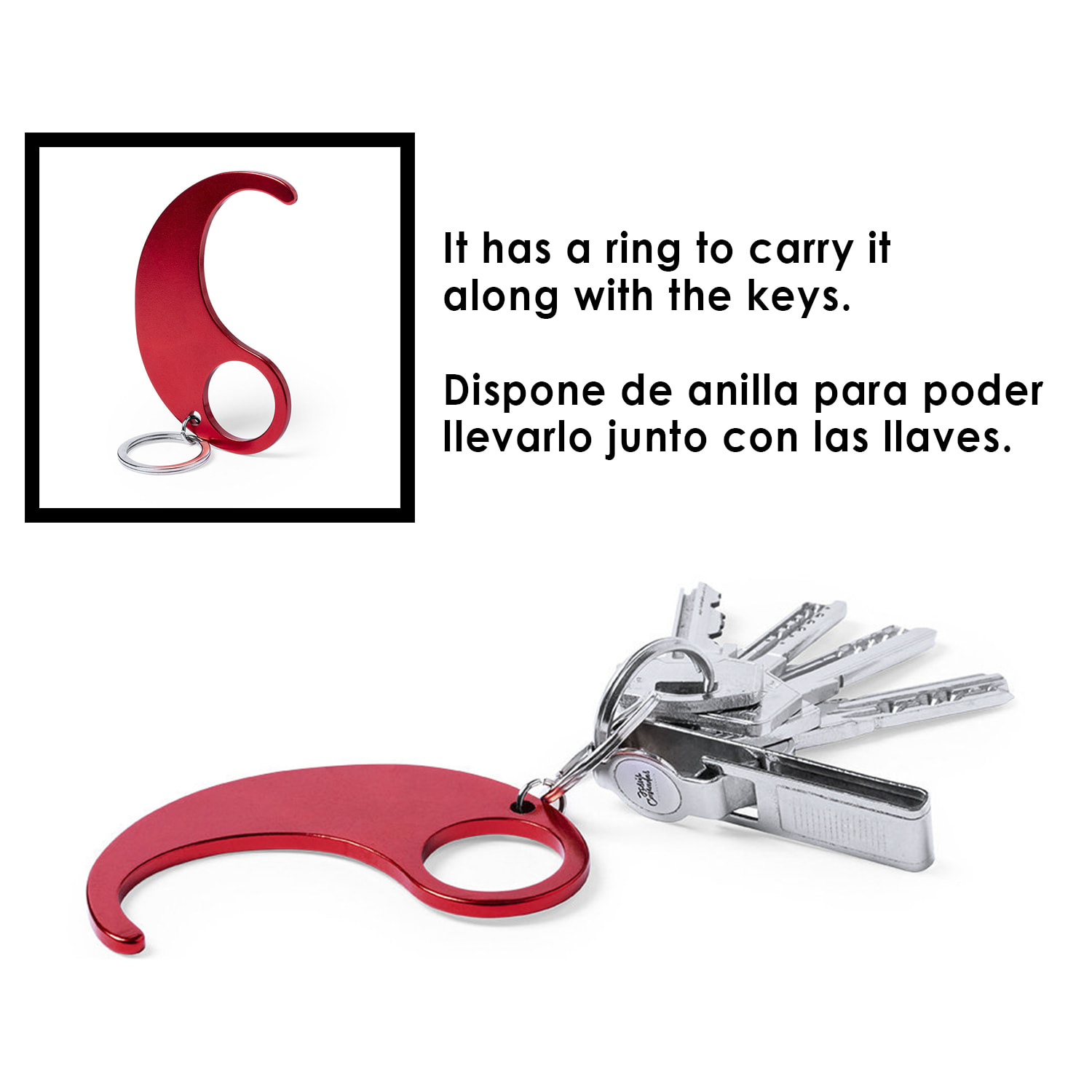 Portachiavi anti-contatto Kozko, ideale per i trasporti pubblici, aprire porte.