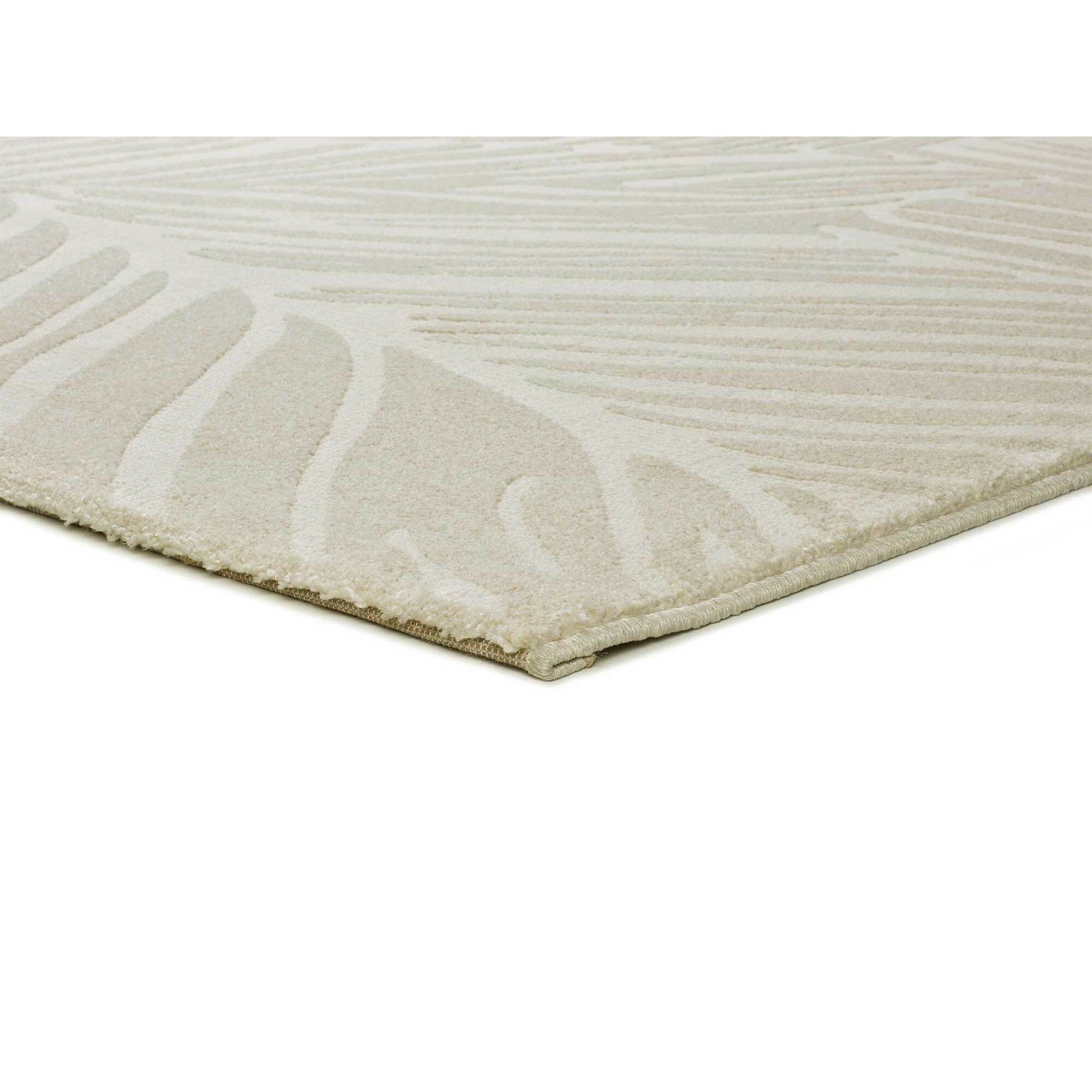 SENSATION Alfombra con motivo vegetal en relieve en blanco, varias medidas disponibles.