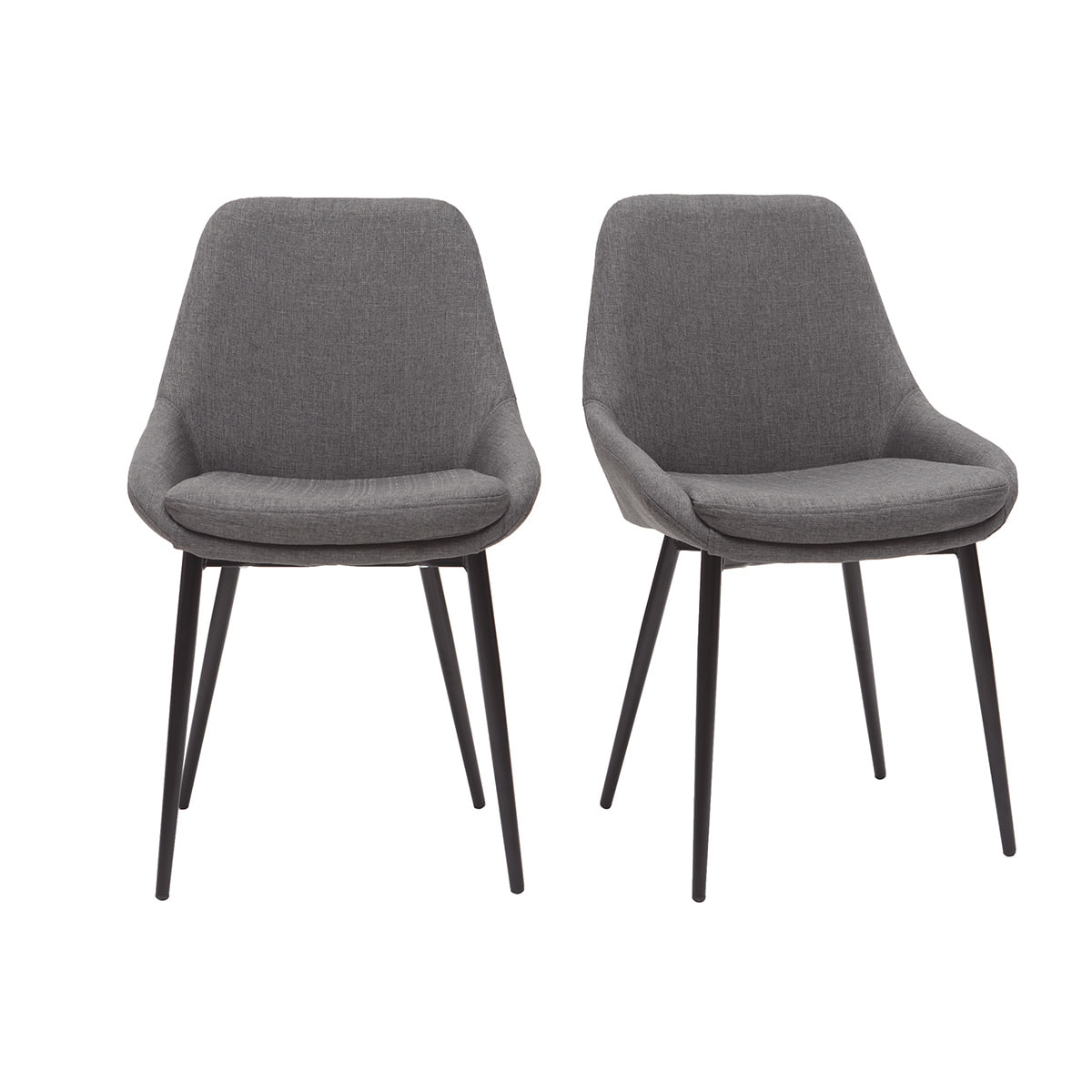 Chaises design en tissu gris et métal noir (lot de 2) HOLO