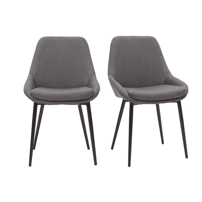 Chaises design en tissu gris et métal noir (lot de 2) HOLO