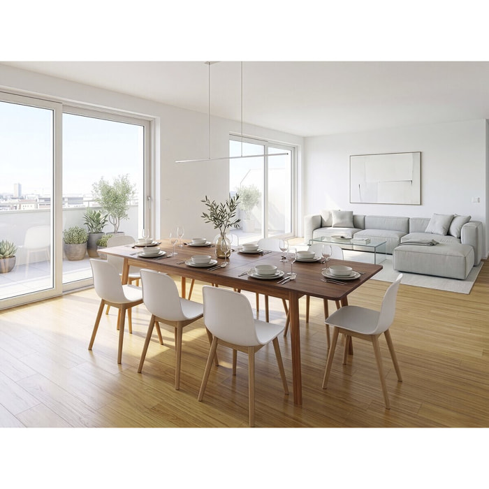 Table repas extensible en bois 160/210 cm "Prisma" - 8 places - Marron