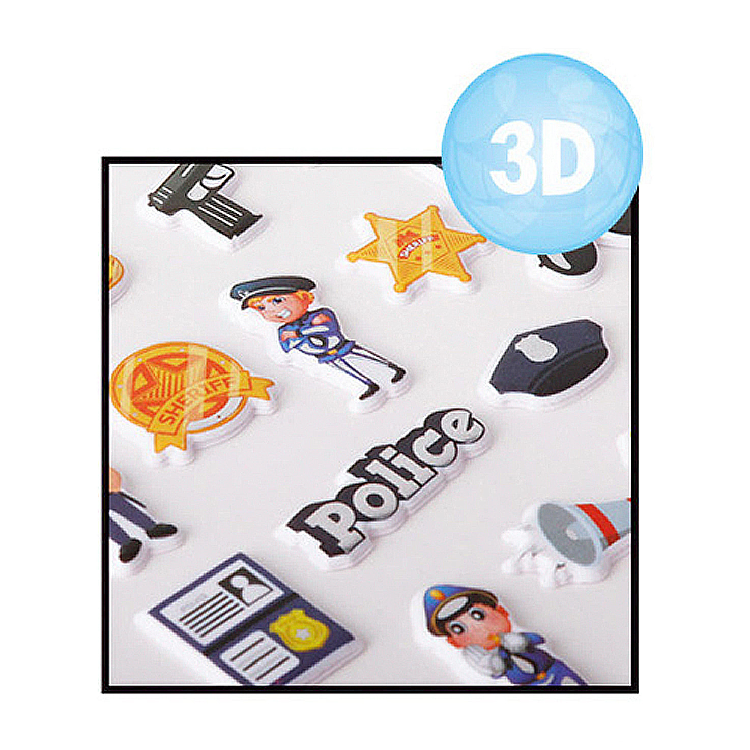 PACK 24 Uds. PEGATINAS STICKERS RELIEVE DISEÑO POLICIA