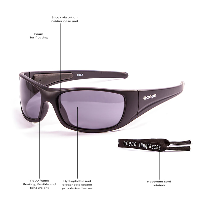 Gafas de deportes acuáticos OCEAN BERMUDA - Negro mate / Ahumada