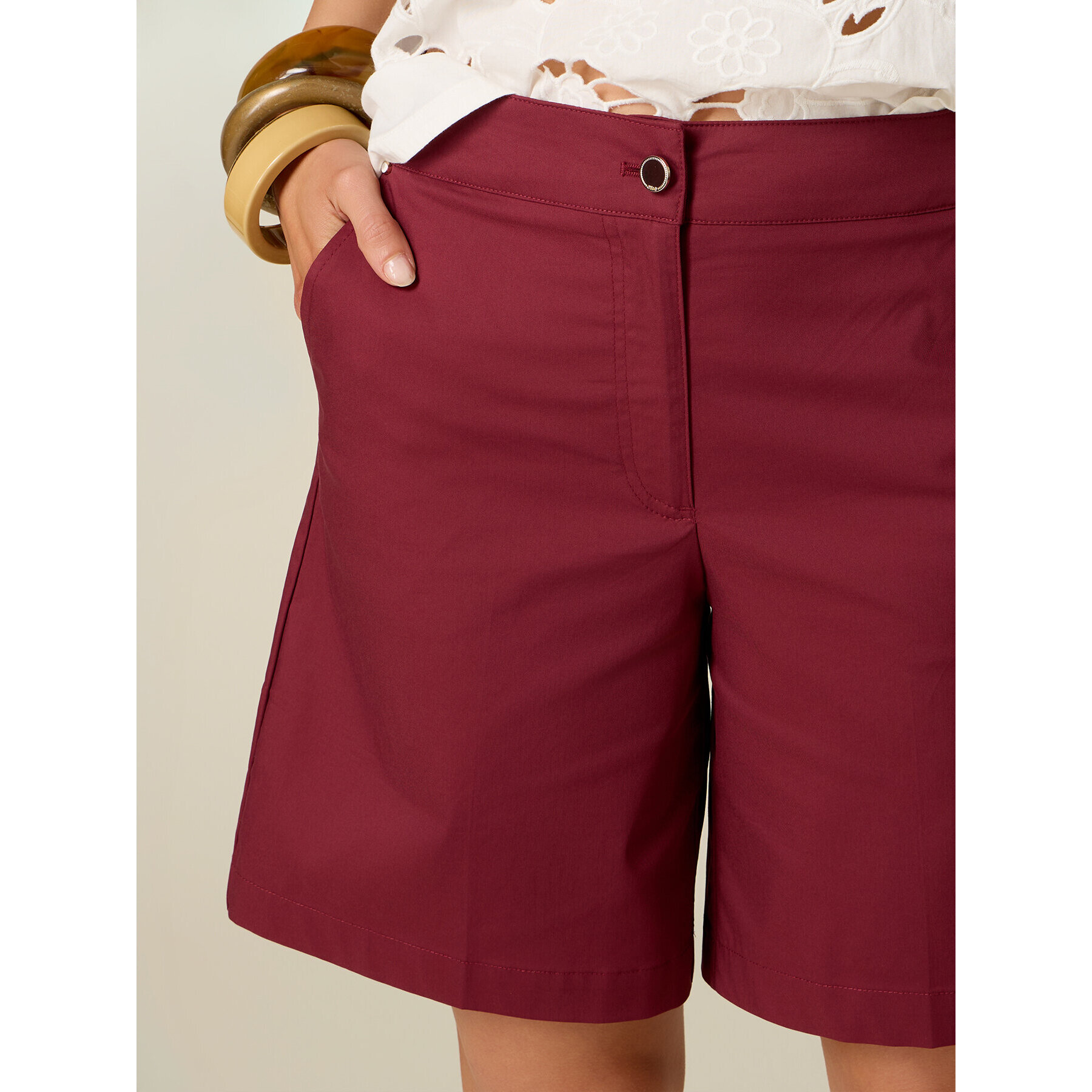 Oltre - Bermuda in gabardine misto cotone - Bordeaux