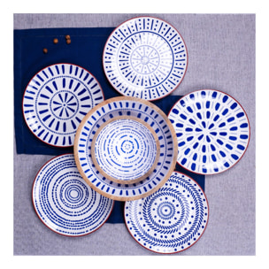 Lot de 6 grandes assiettes, SANTORIN