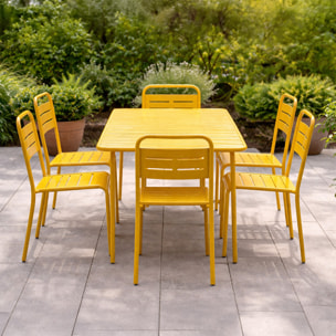 Ensemble table de jardin 160 cm et 6 chaises jaune EVORA