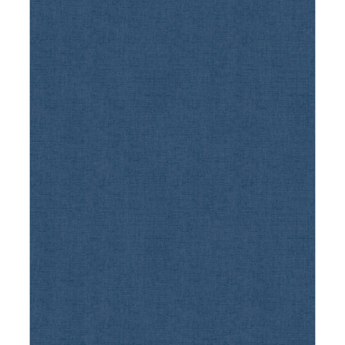 Papier peint uni effet toile lin bleu jean