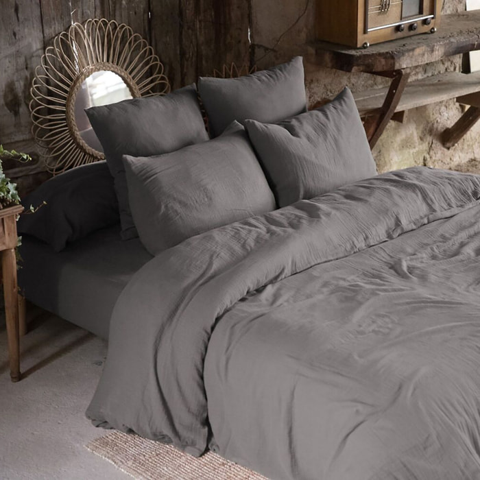 Housse De Couette 100% gaze De Coton Granit