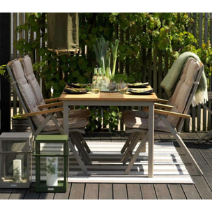 Table de jardin extensible en aluminium gris sable et teck 152/210 cm OSLO