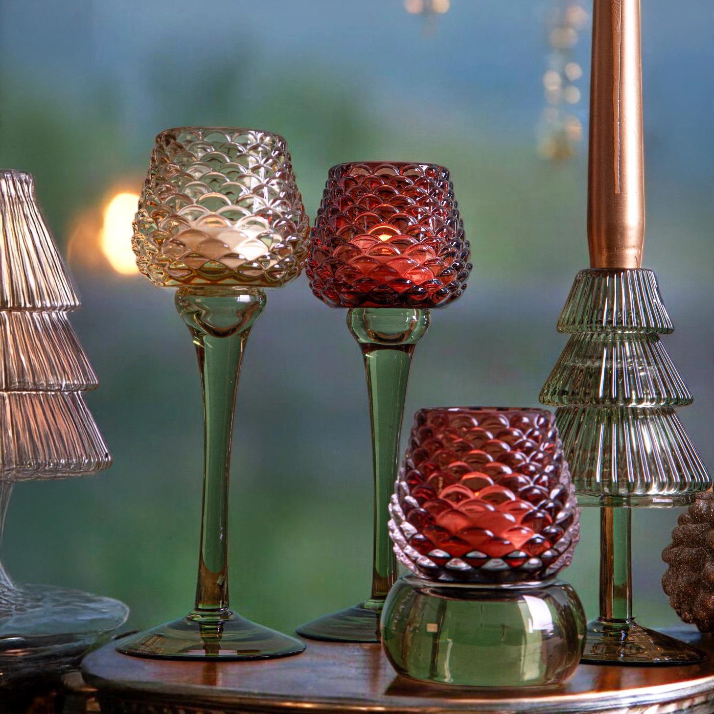 Portacandele calice pigna - Pezzi 3 - 8xH21,1x8cm - Bianchi Dino SpA