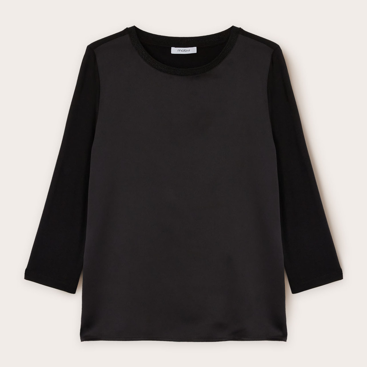 Motivi - T-shirt basic bimaterica - Nero