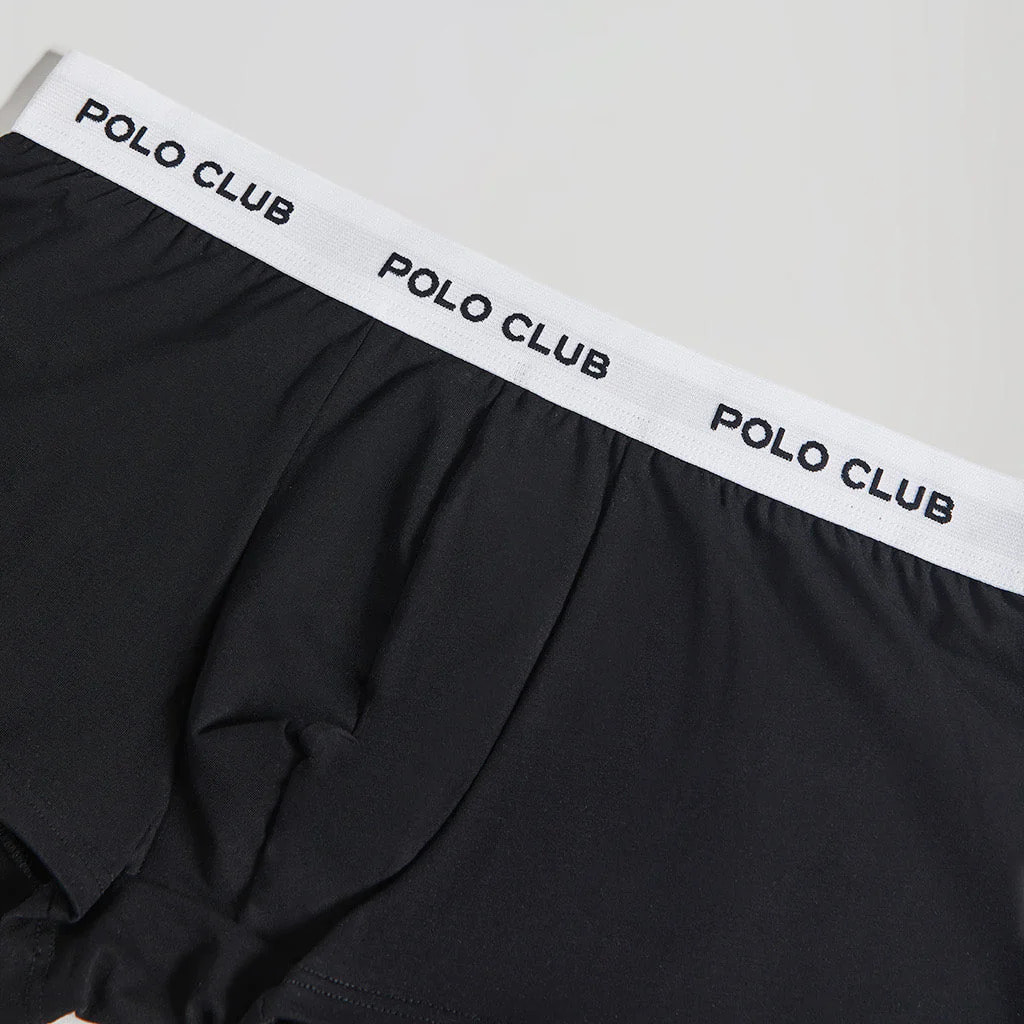 Boxer negro y blanco con logotipo Polo Club