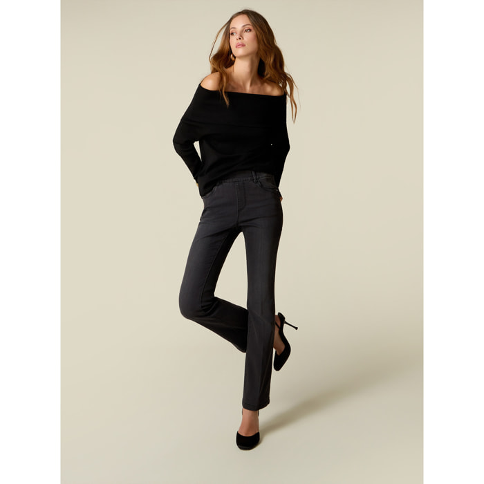 Oltre - Jeans flare con vita elasticizzata - Nero
