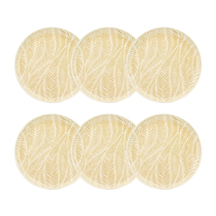 Lot de 6 assiettes plates 26cm en grès à motif jaune SAVANE