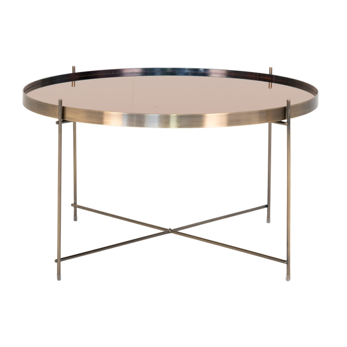 Glina - table basse - métal et verre - 70 cm - Noir ou doré