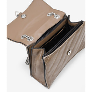 Bolso de hombro taupe con solapa y cadena