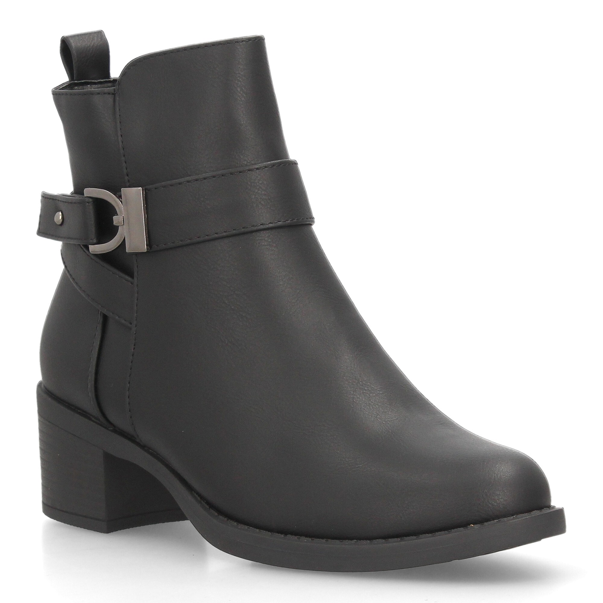 Botines de tacón ancho con hebilla para mujer