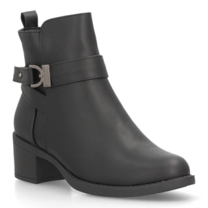 Botines de tacón ancho con hebilla para mujer