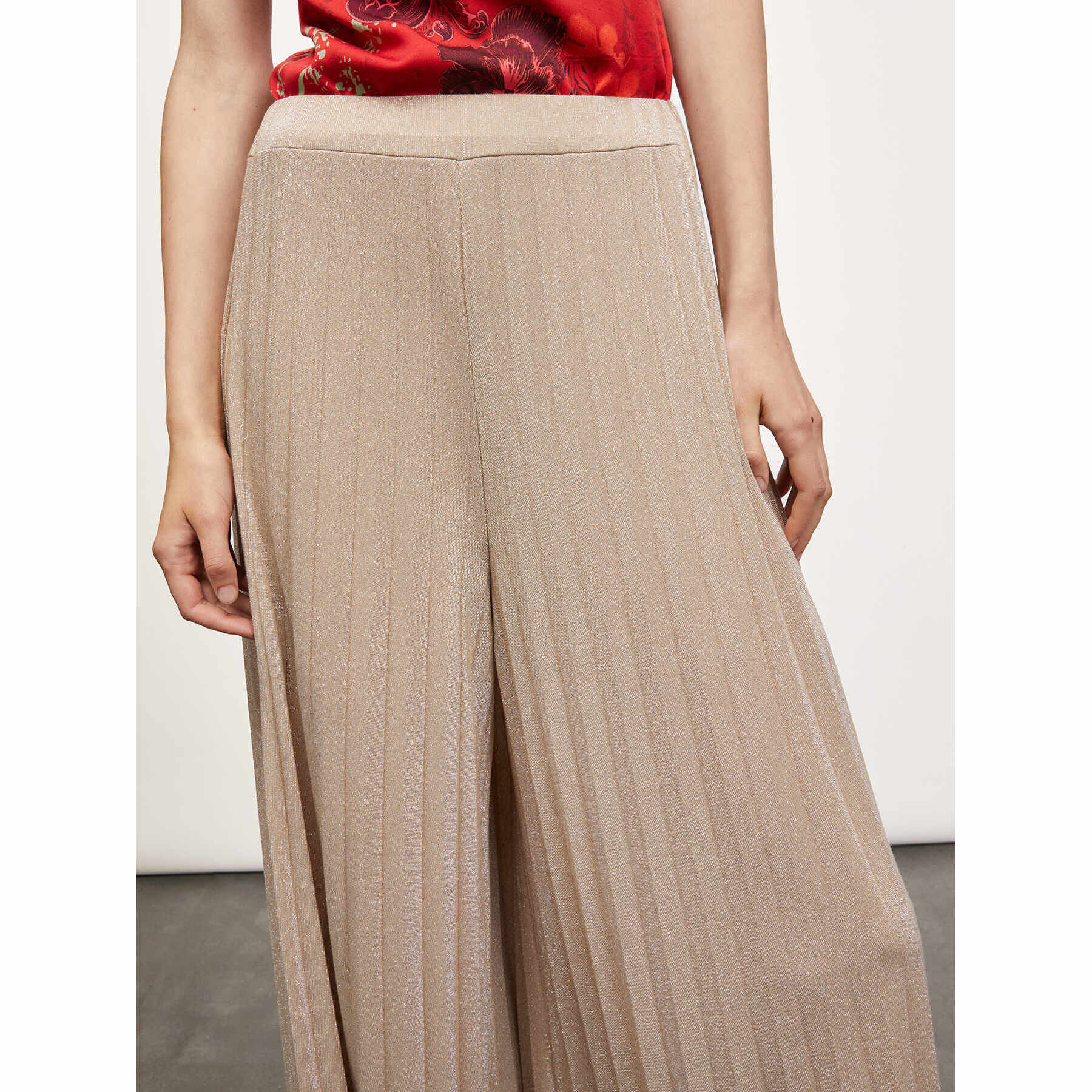 Motivi - Pantaloni plissé in jersey lurex - Beige