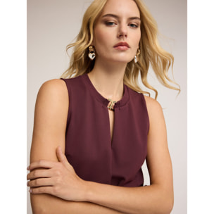 Motivi - Vestido midi con pasador de metal - Burgundy