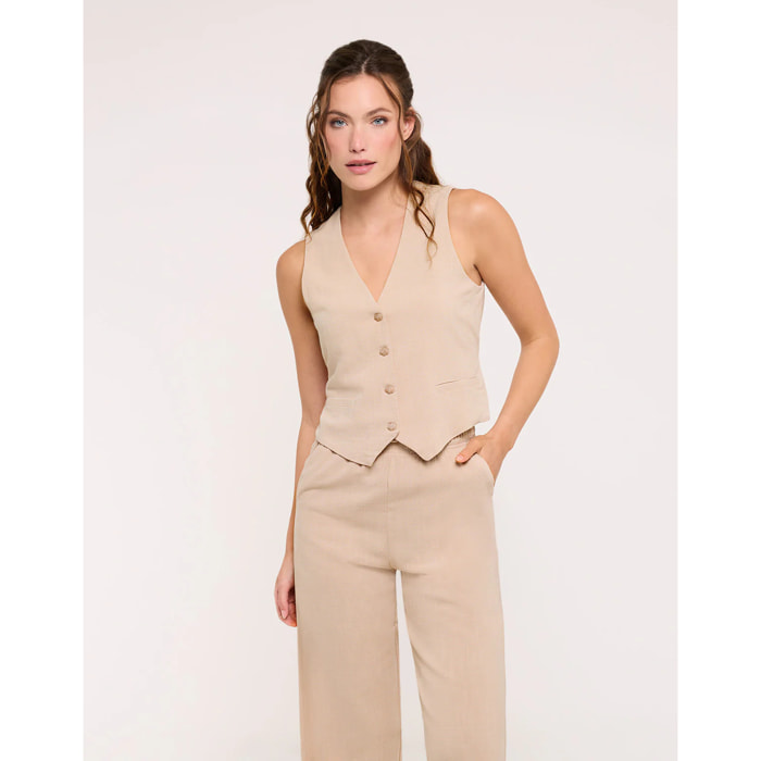 Top Chaleco Beige - Vari