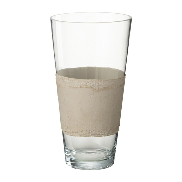J-Line vase Delph - verre - transparent/beige - small - 35 cm de hauteur