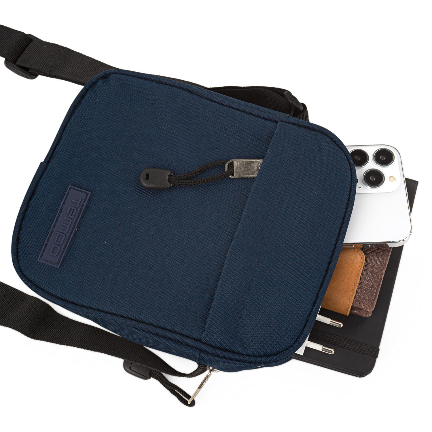 Bandolera Hombre Vegana Itaca Serie Tempo Azul Marino