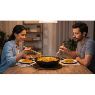 Wok ESSENTIELB 32cm céramique noir