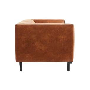 Canapé design 2-3 places en cuir aspect vieilli marron cognac MORRIS