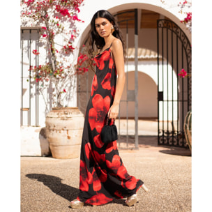 Vestido lencero largo con volante