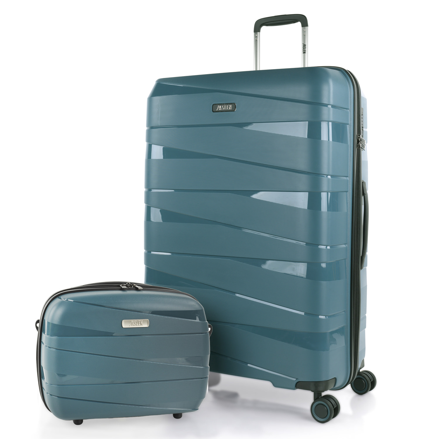Juego De Maletas Rígidas Pp Jaslen Stuttgart Azul Metalico
