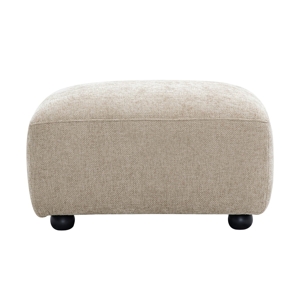 Pouf repose pieds en tissu effet velours texturé beige JOYA
