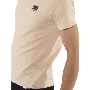 Camiseta de hombre de manga corta de algodón elástico con pequeño logo 'Basic'