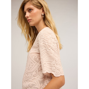 Motivi - Blusa de organza bordada - Rosa