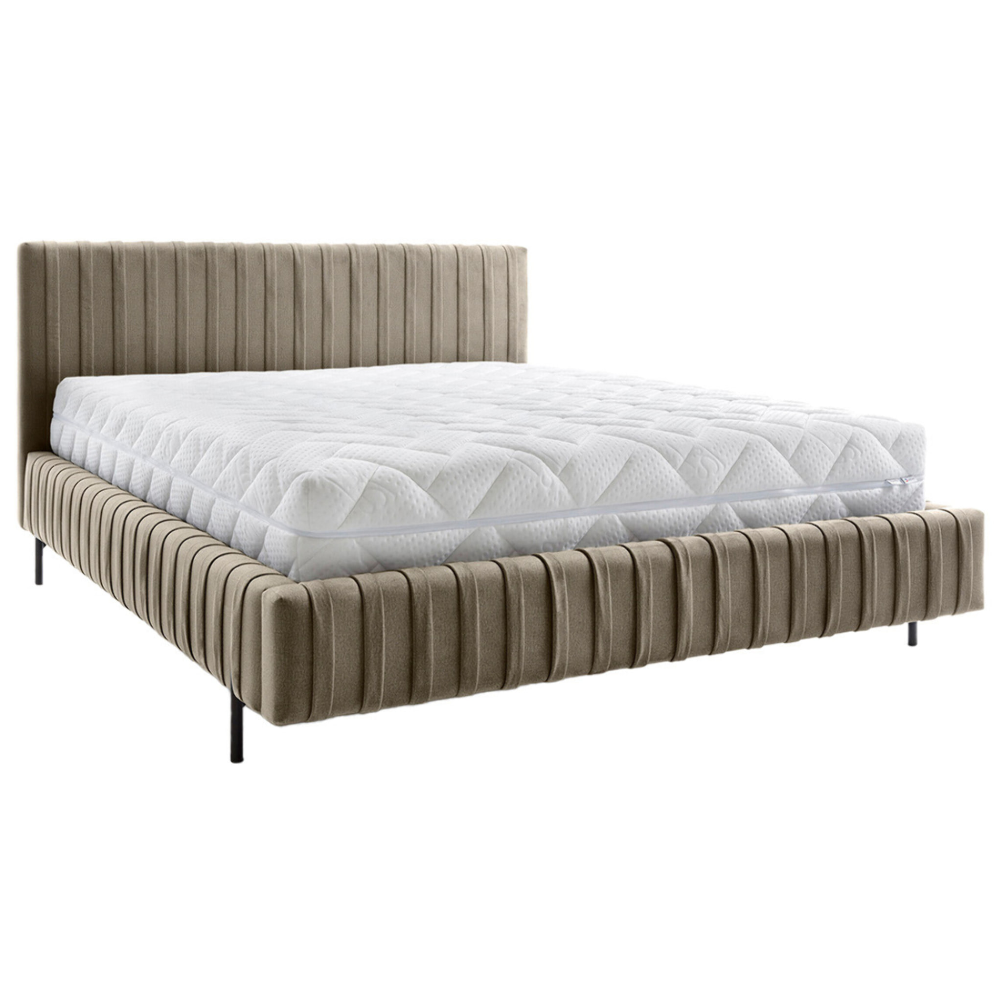 Flavio - lit coffre - 140x200 cm - sommier inclus - en simili - Taupe