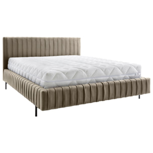 Flavio - lit coffre - 140x200 cm - sommier inclus - en simili - Taupe