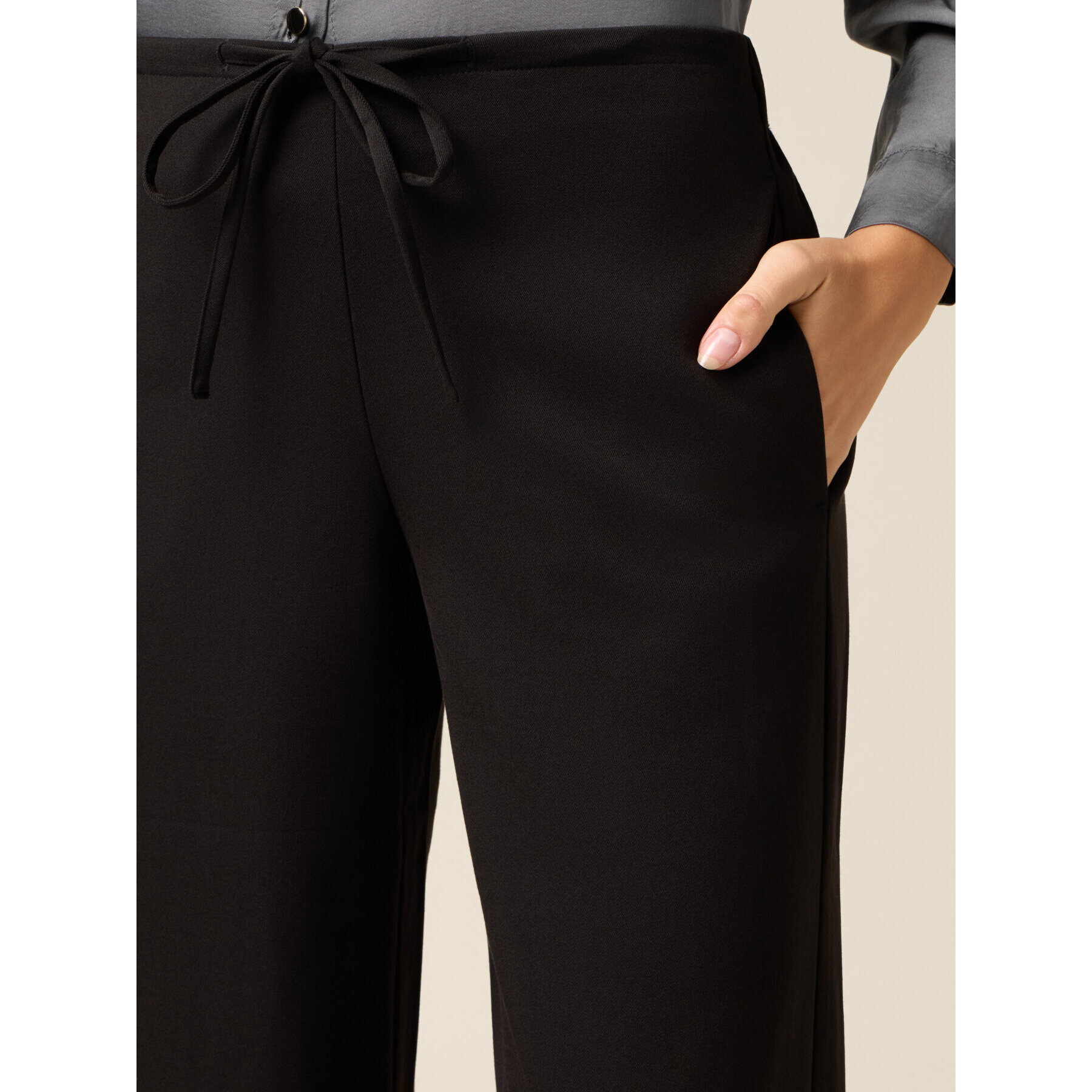 Oltre - Pantalones joggers palazzo - Negro