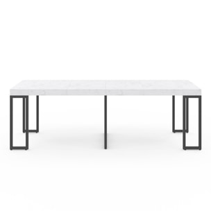 Console-table à manger extensible Glam effet marbre blanc 235cm